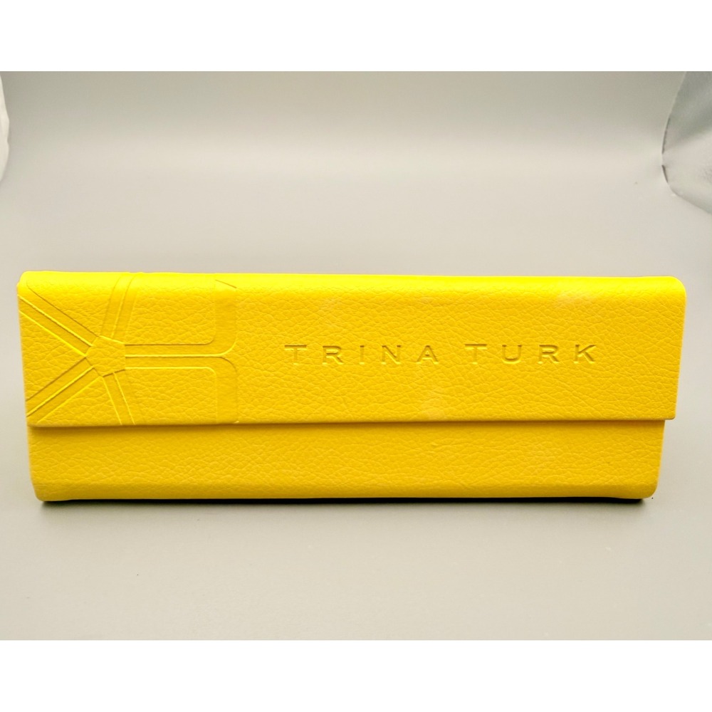 Trina Turk Yellow Folding Triangular Eyeglass Sunglasses Case Faux Leathe